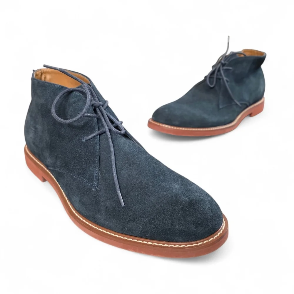 Tommy Hilfiger Men’s Blue Suede Chukka Boots Size 11 Leather Lace Up